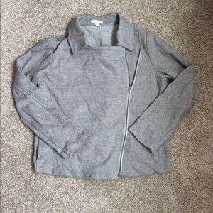 Eileen Fisher Gray Blazer Jacket with Asymmetrical Design and Diagonal Zipper